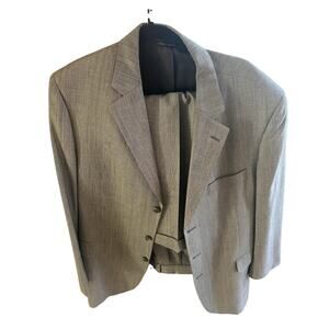 Jack Victor Mens Suit 44r 38 X 32 Gray Micro Weave 100% Wool